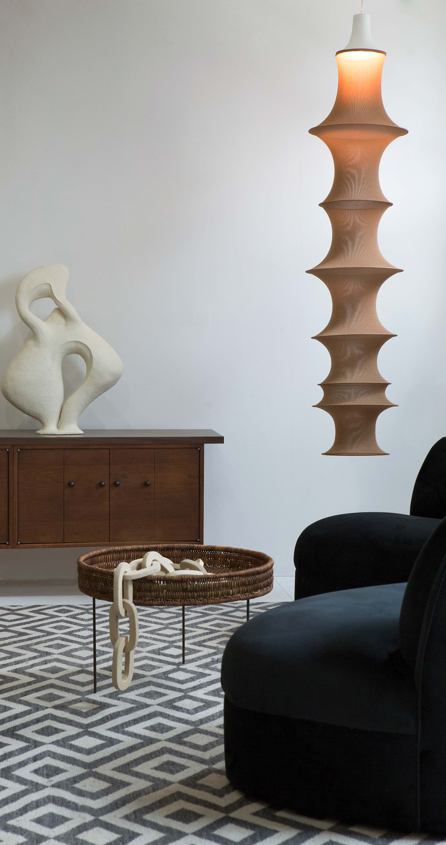 Aja Rugs showroom sculpture